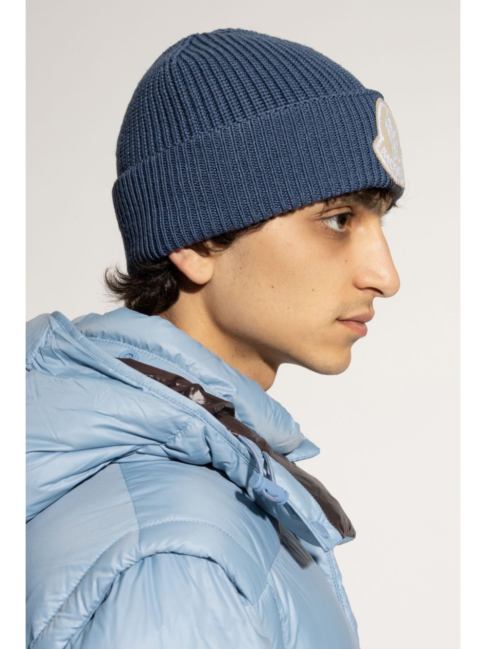 logo-patch virgin-wool beanie hat