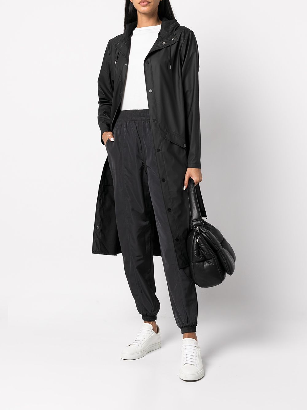 Imperméable plus long avec capuche et cordon de serrage