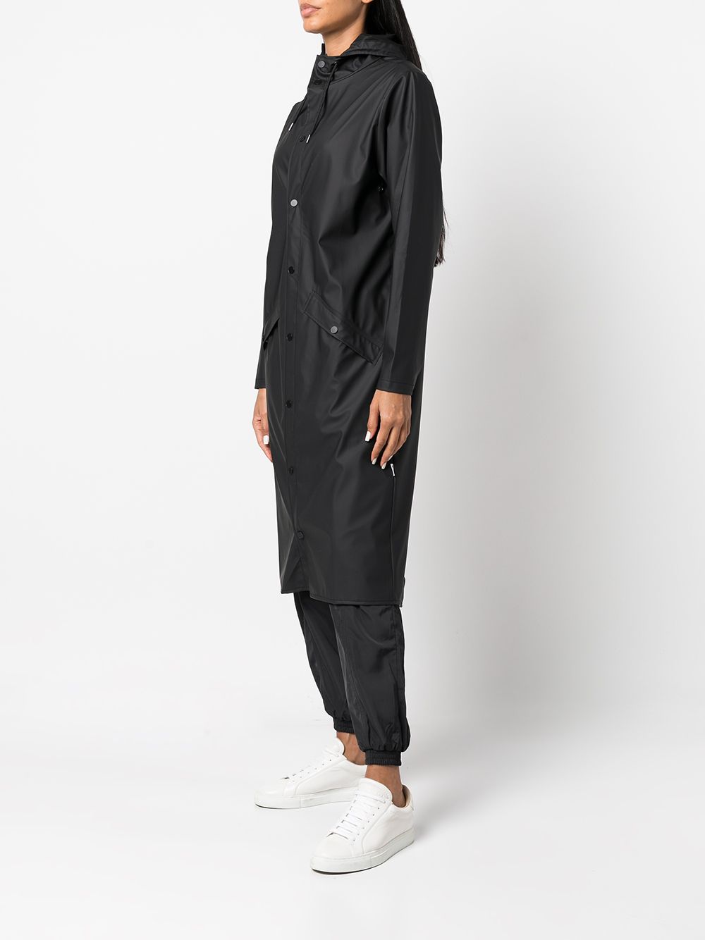 Imperméable plus long avec capuche et cordon de serrage