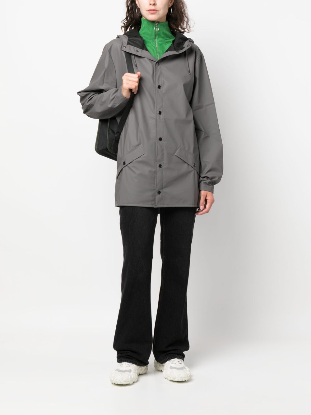 manteau parka à capuche avec cordon de serrage et boutons-pression