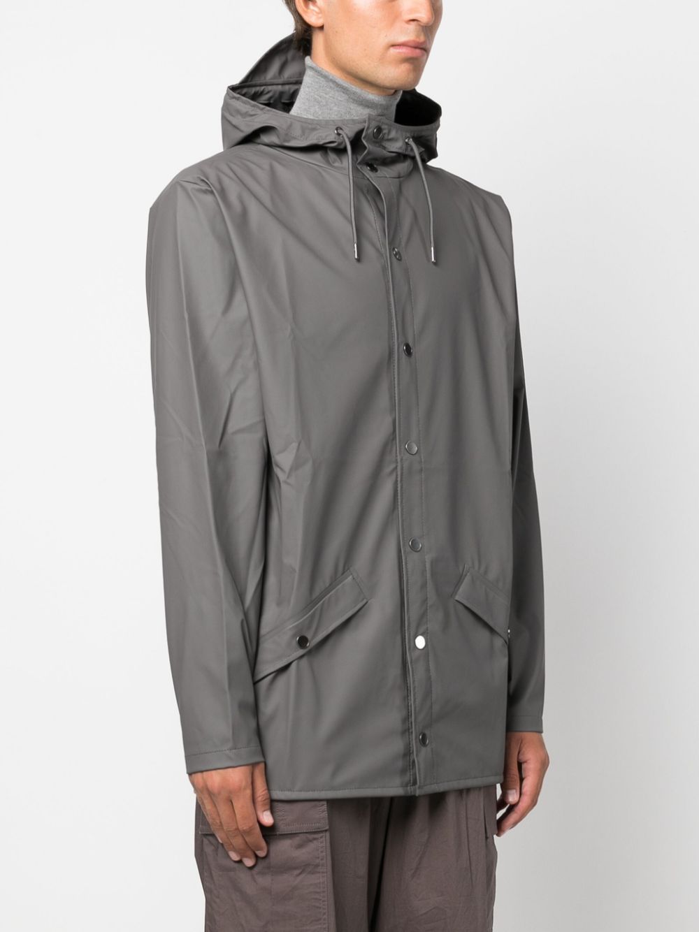 manteau parka à capuche avec cordon de serrage et boutons-pression