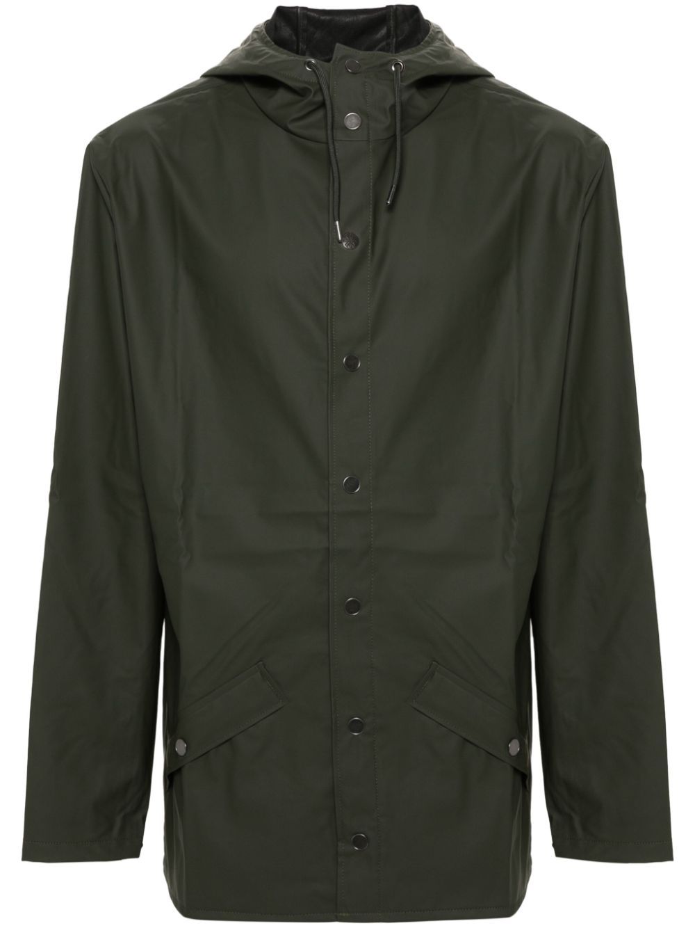 veste de pluie boutonnée avec capuche et cordon de serrage