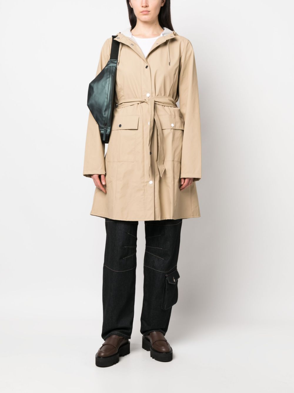 imperméable à capuche avec ceinture