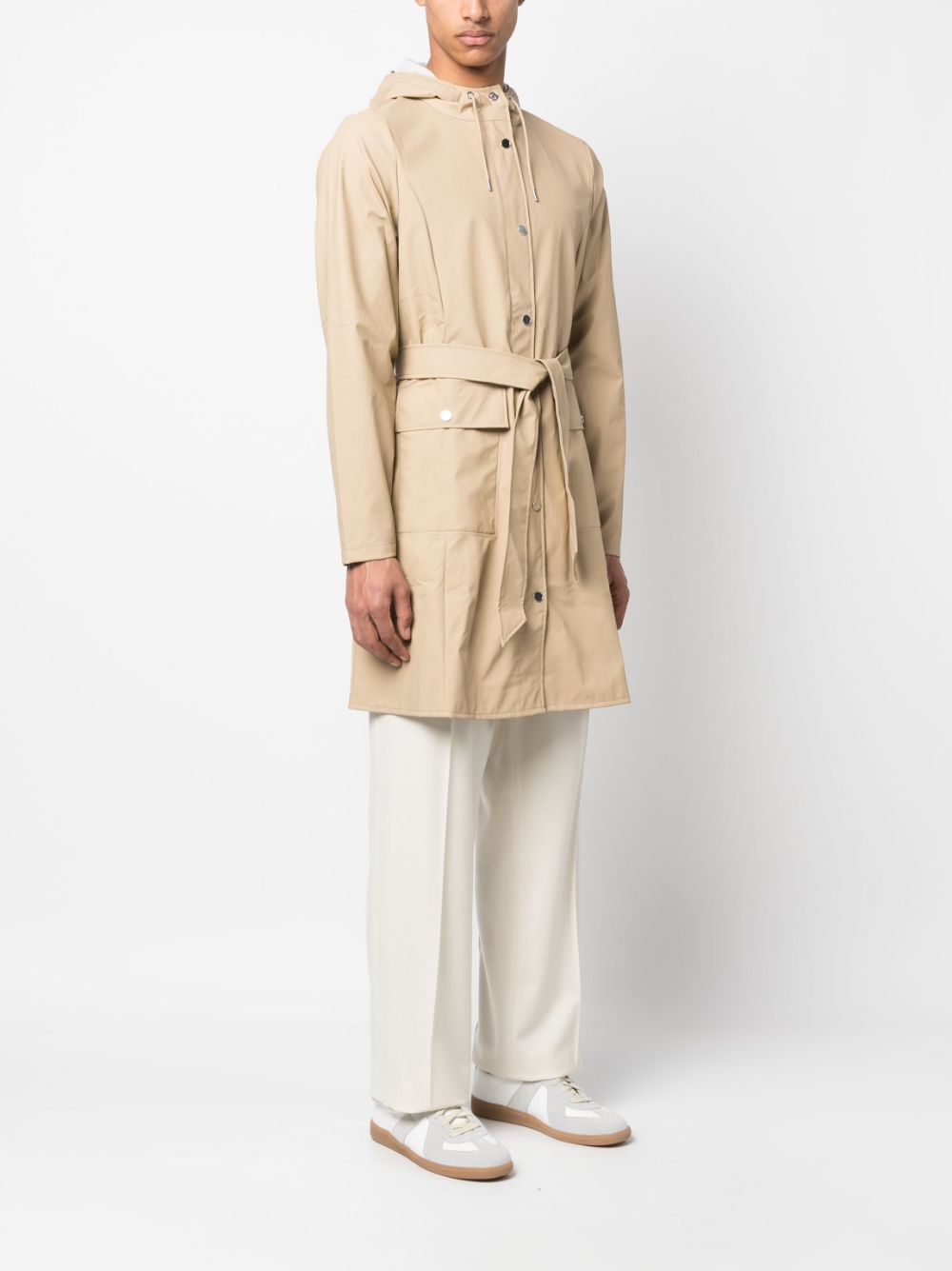 imperméable à capuche avec ceinture