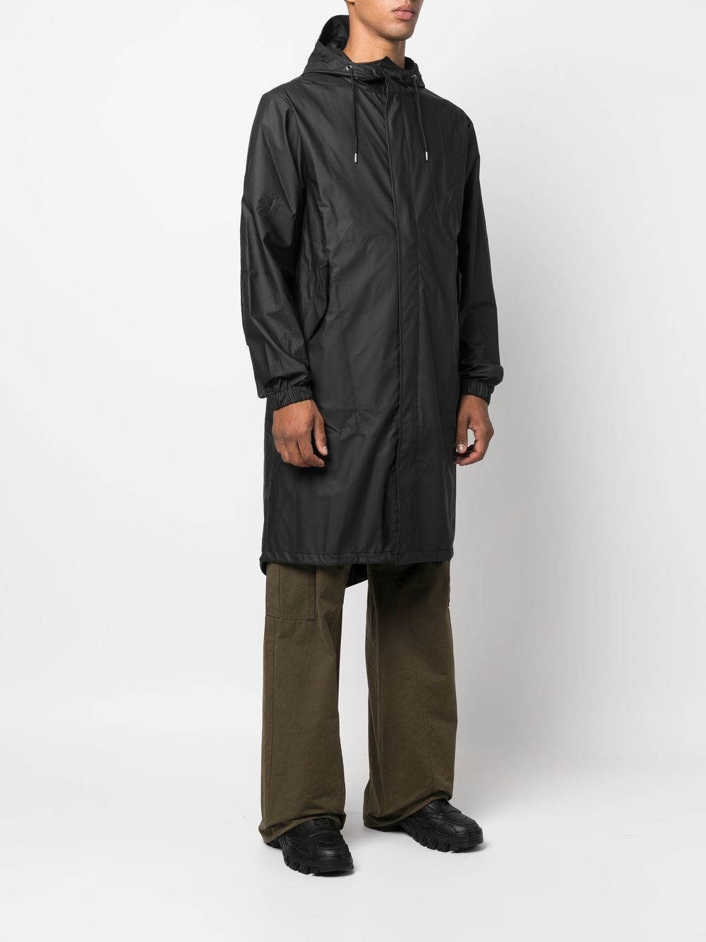 zip-up hooded raincoat