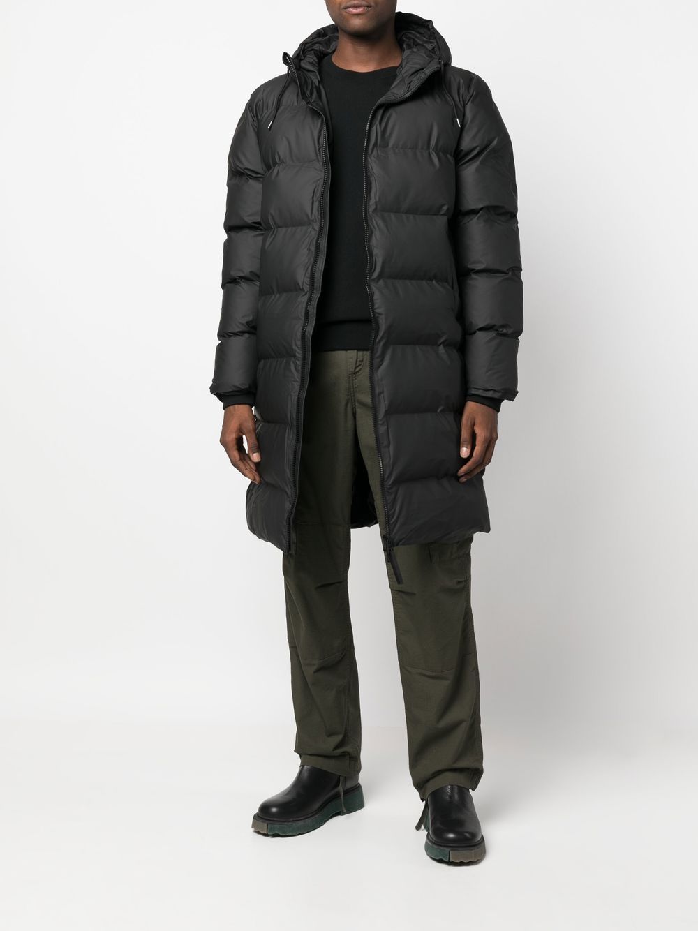 quilted-finish padded coat