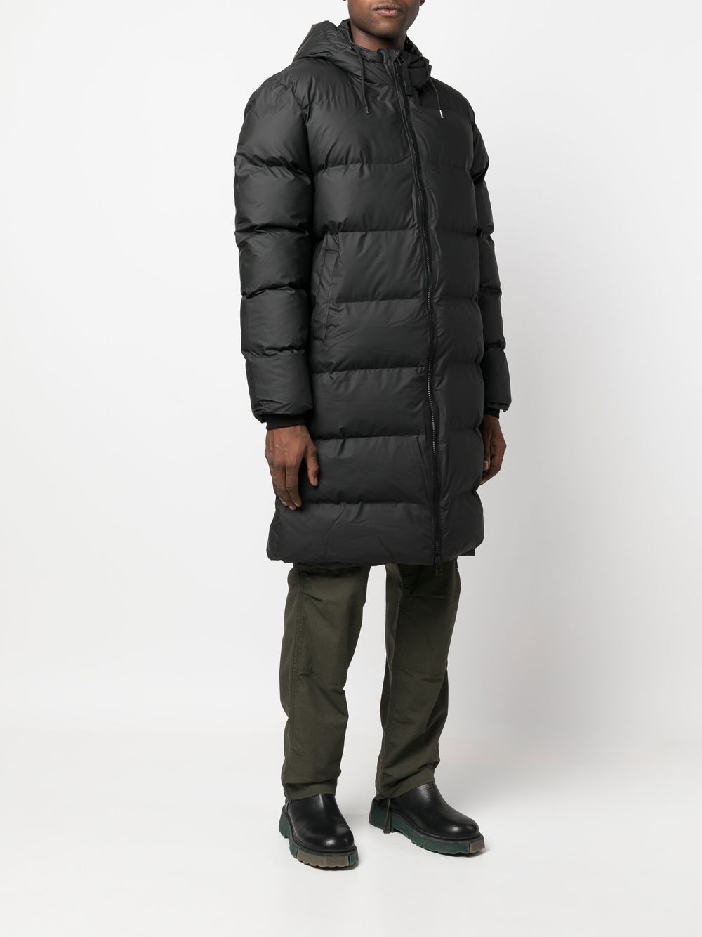 quilted-finish padded coat