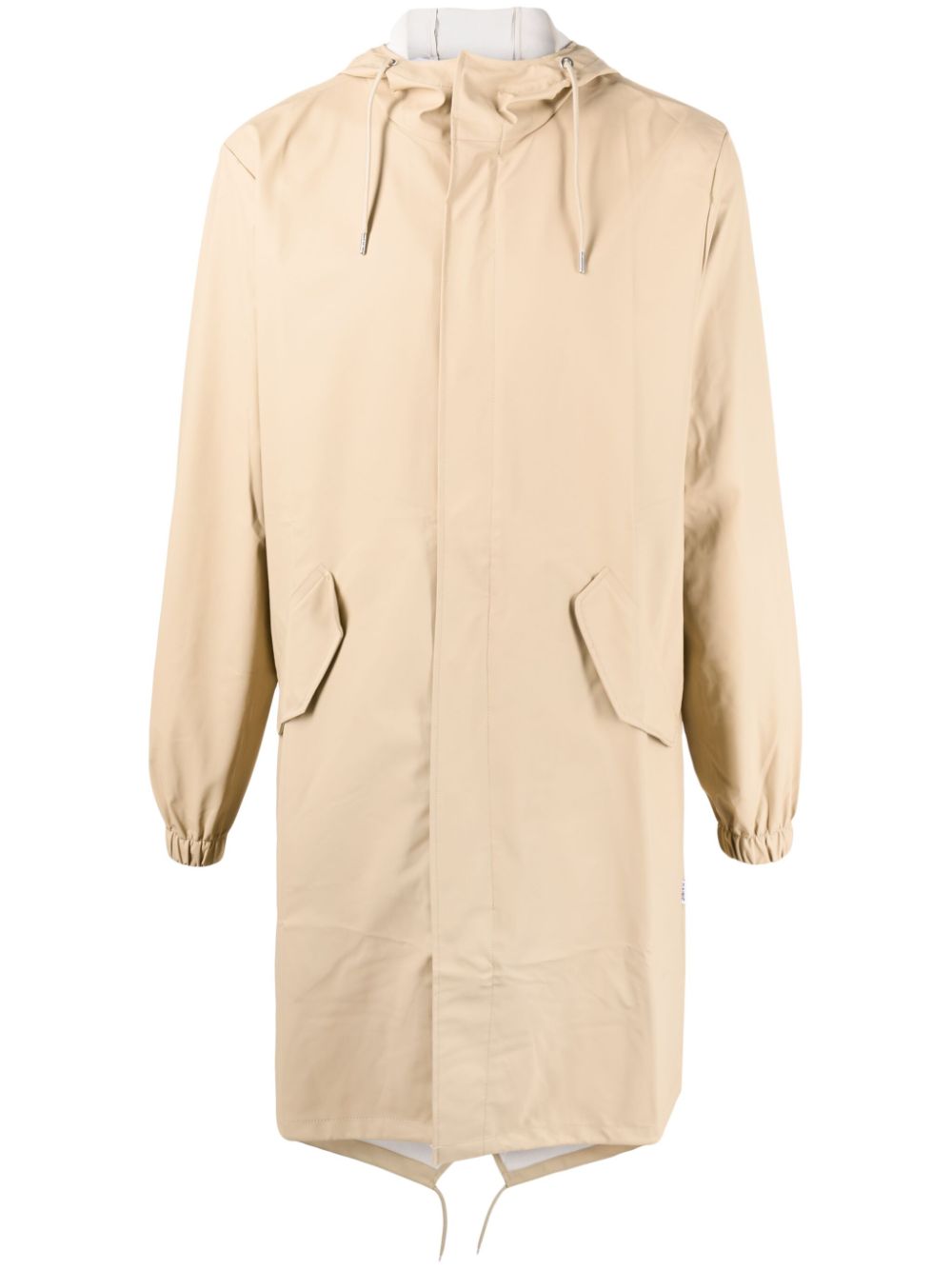 Parka enduite à capuche avec cordon de serrage et queue de poisson
