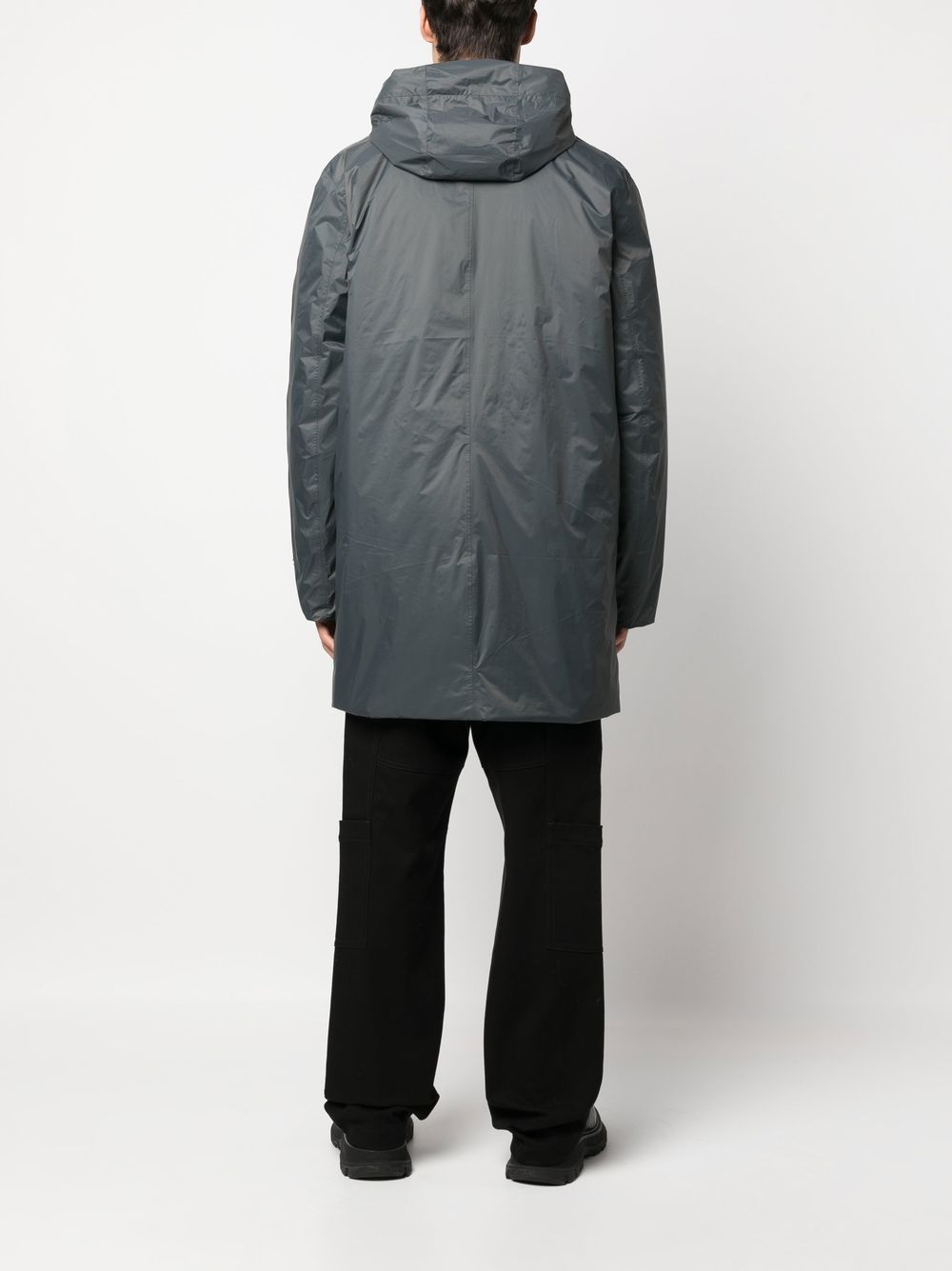 zip-up hooded raincoat