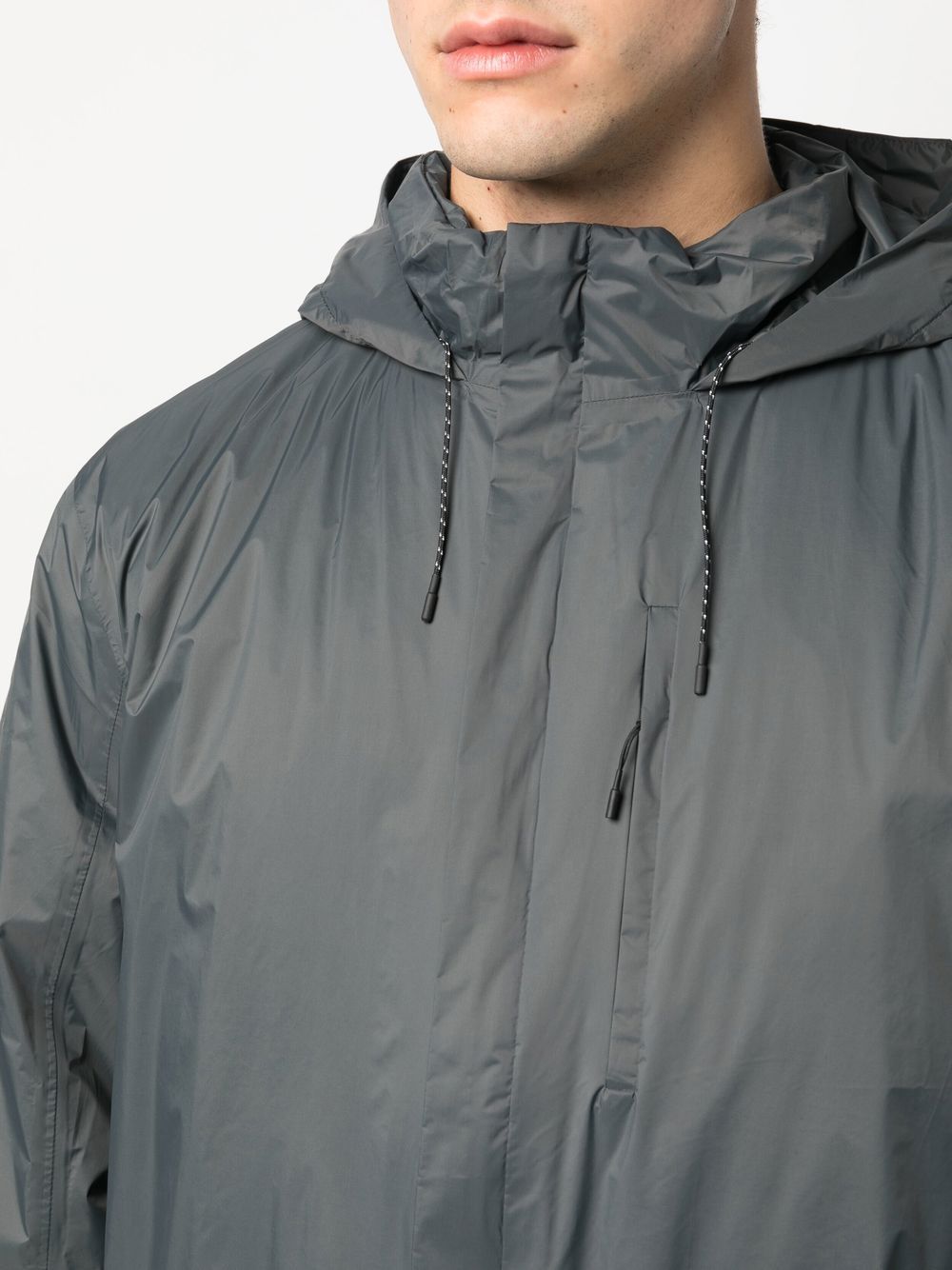 zip-up hooded raincoat