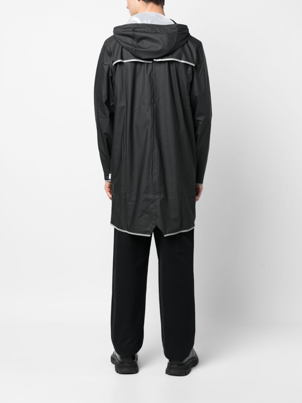 zip-up hooded raincoat
