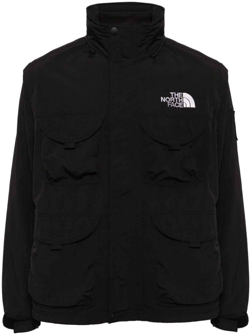 logo-embroidered zip-up military jacket