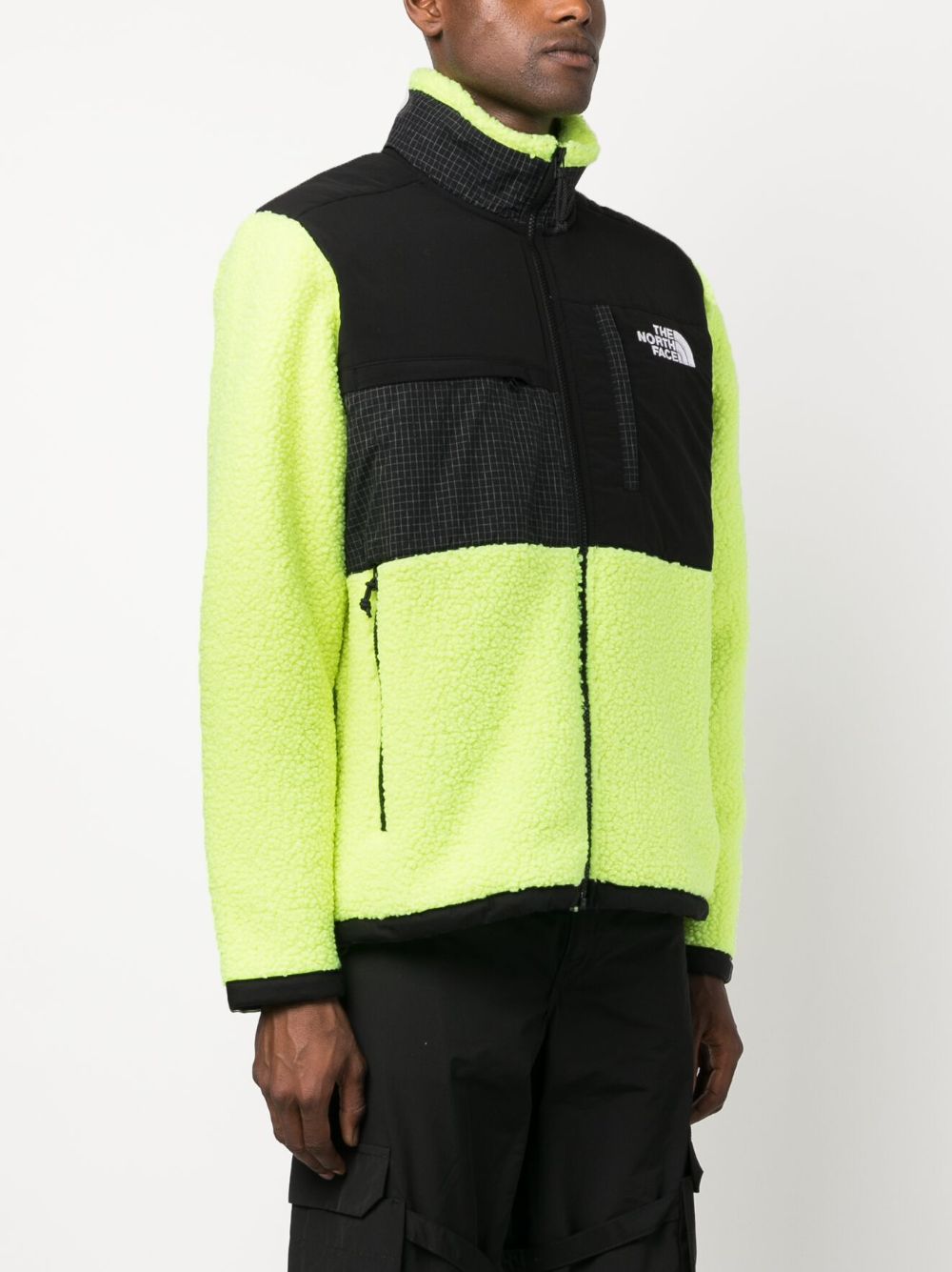 fleece-panelling zip-up jacket