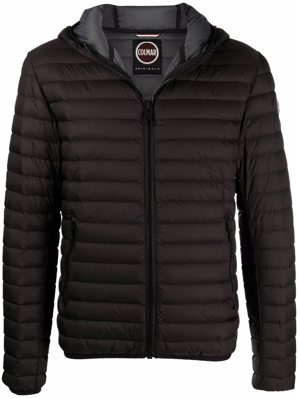 logo patch hooded puffer