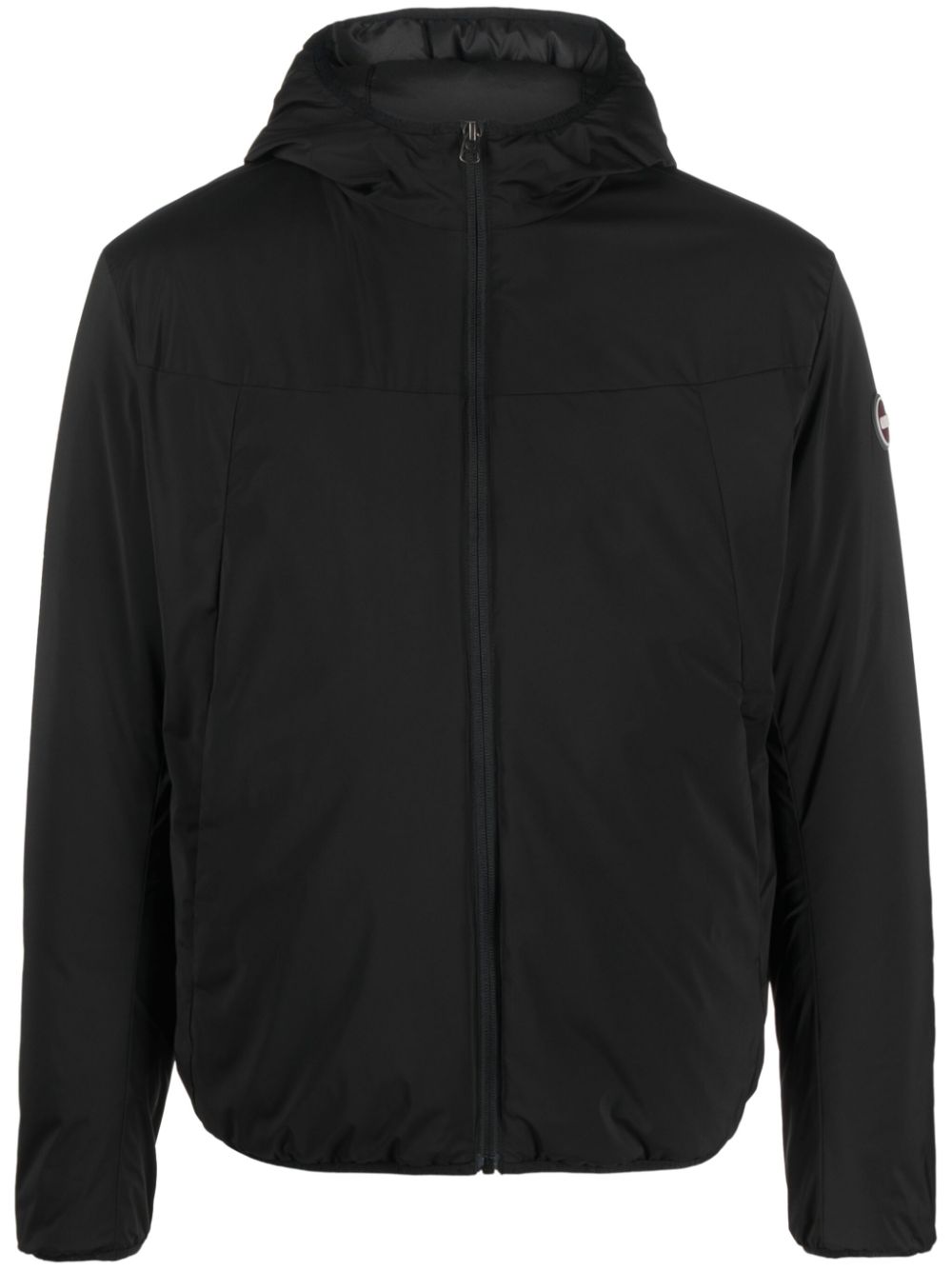 logo-patch zip-up hooded jacket