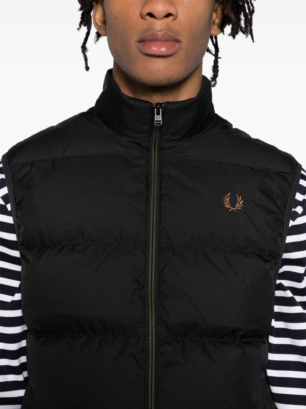 logo-embroidered padded jacket