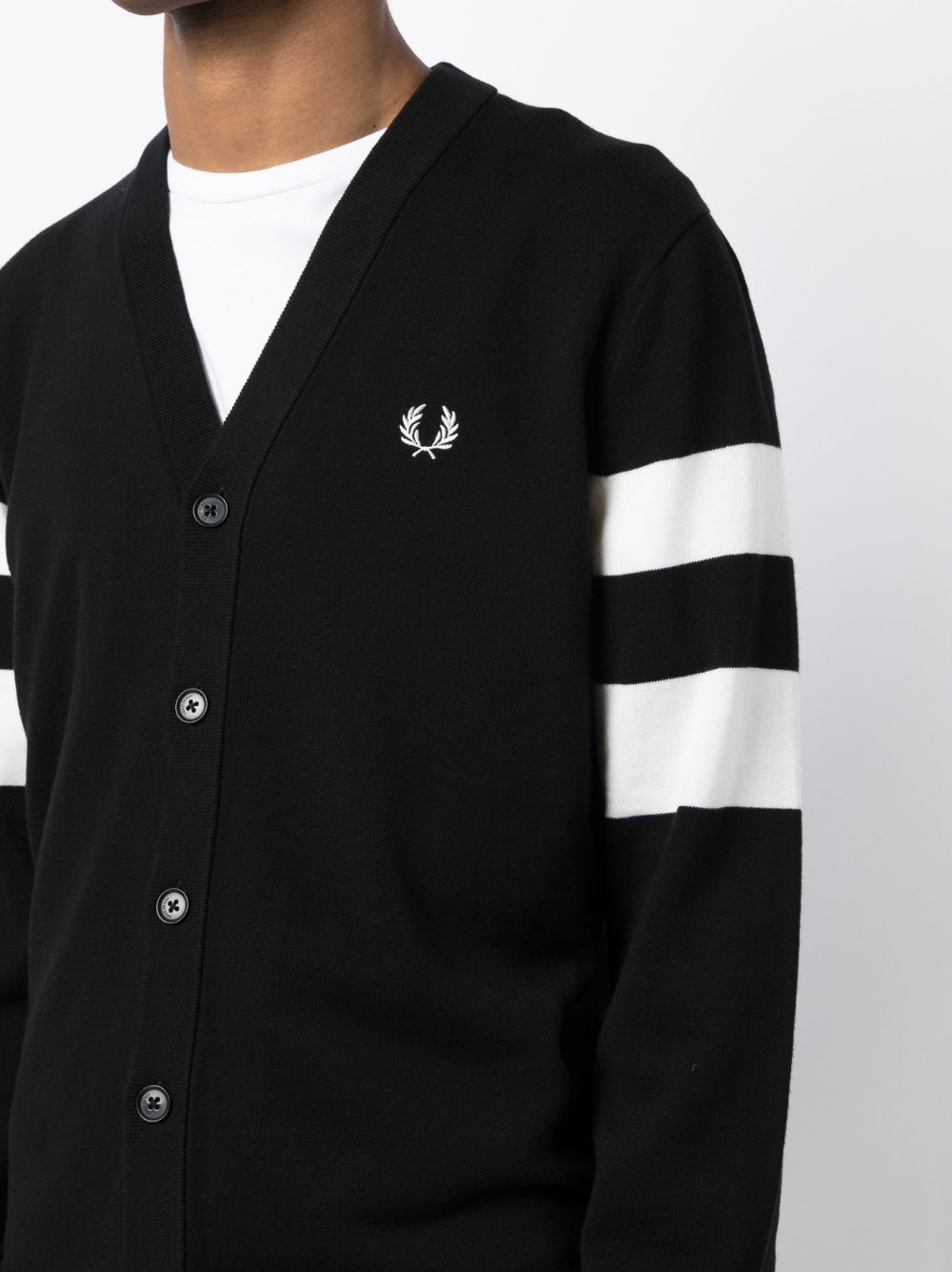 logo-embroidered button-up cardigan