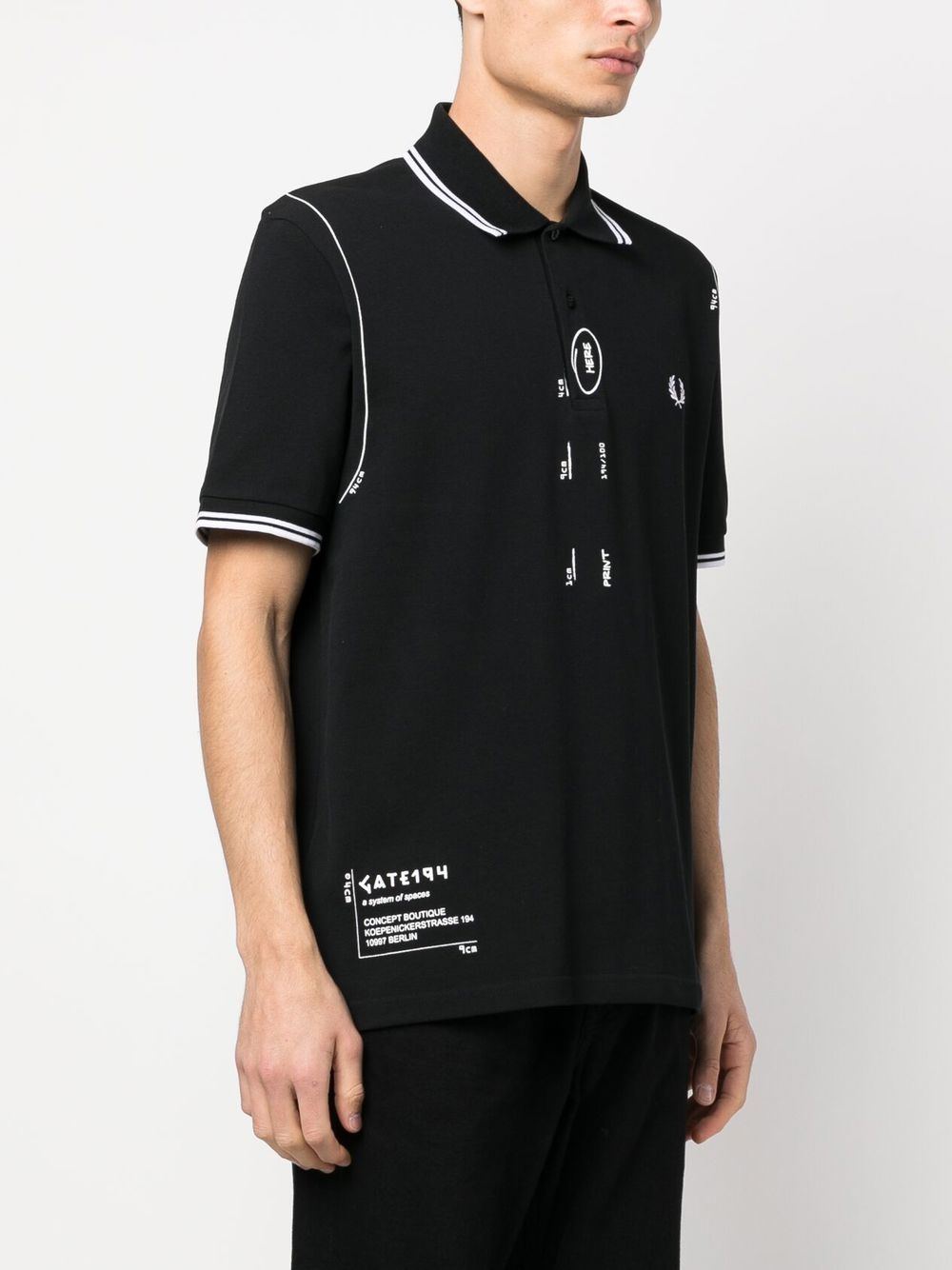 sketch-style cotton polo shirt