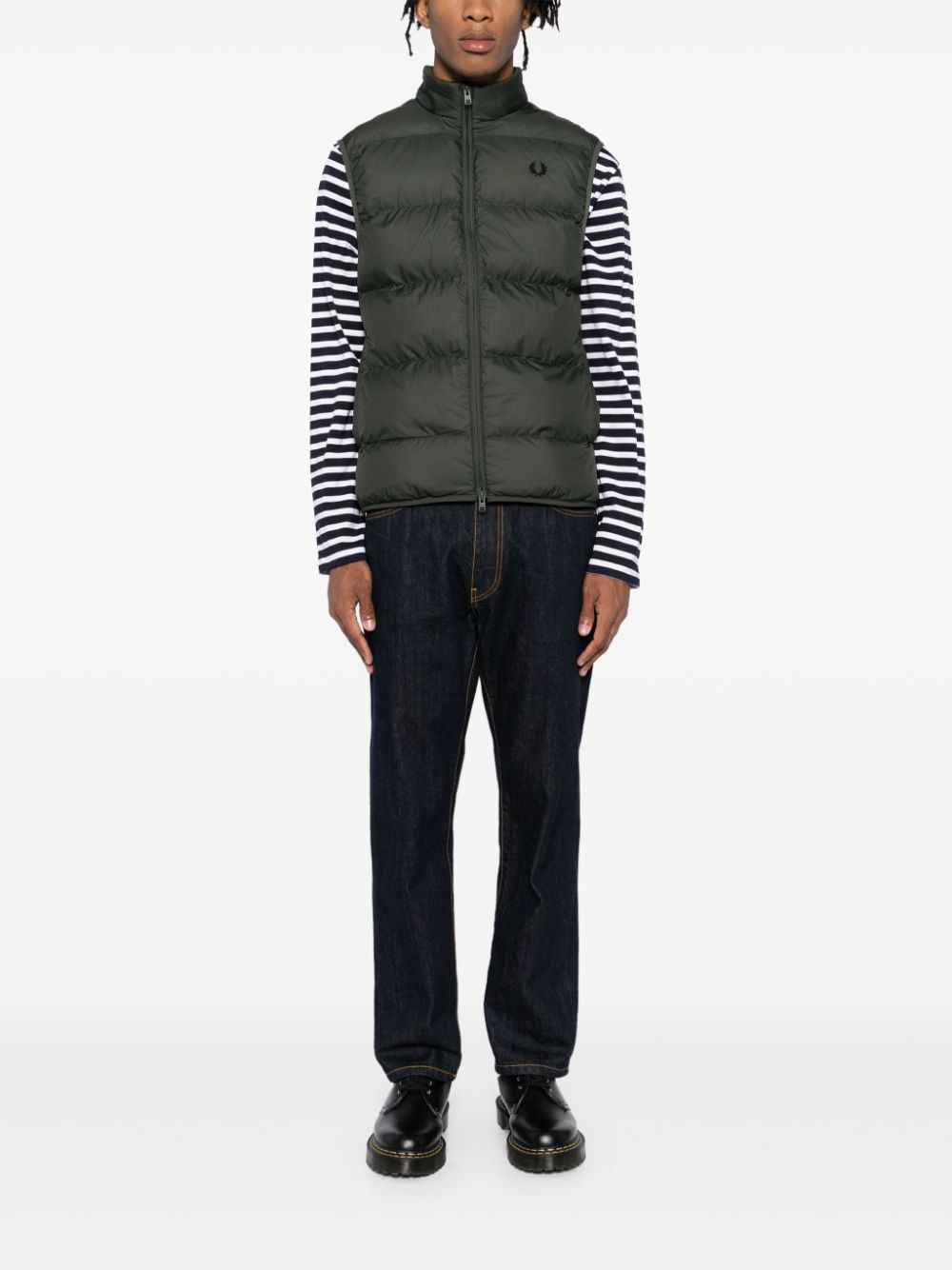 logo-embroidered padded jacket