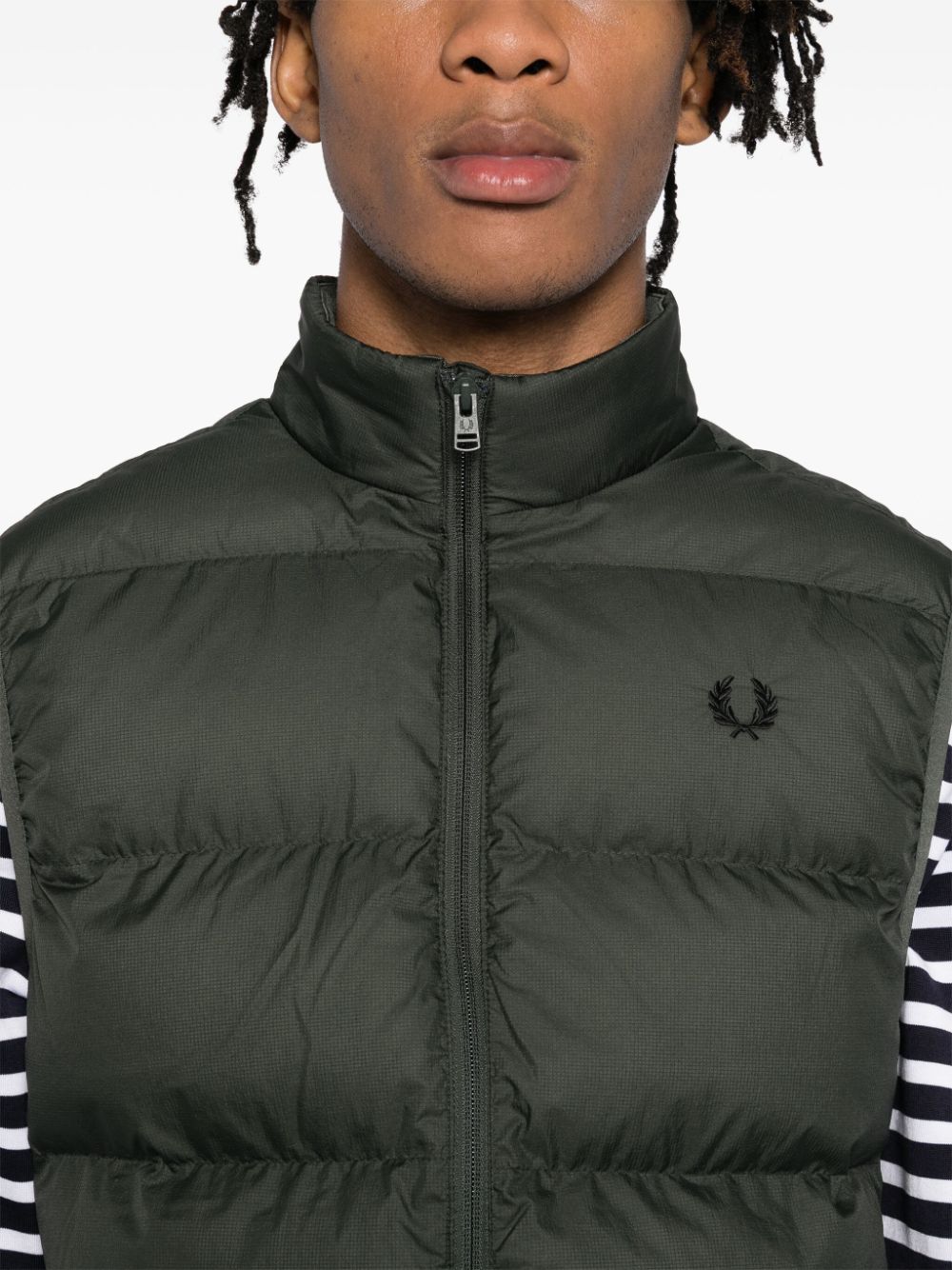 logo-embroidered padded jacket