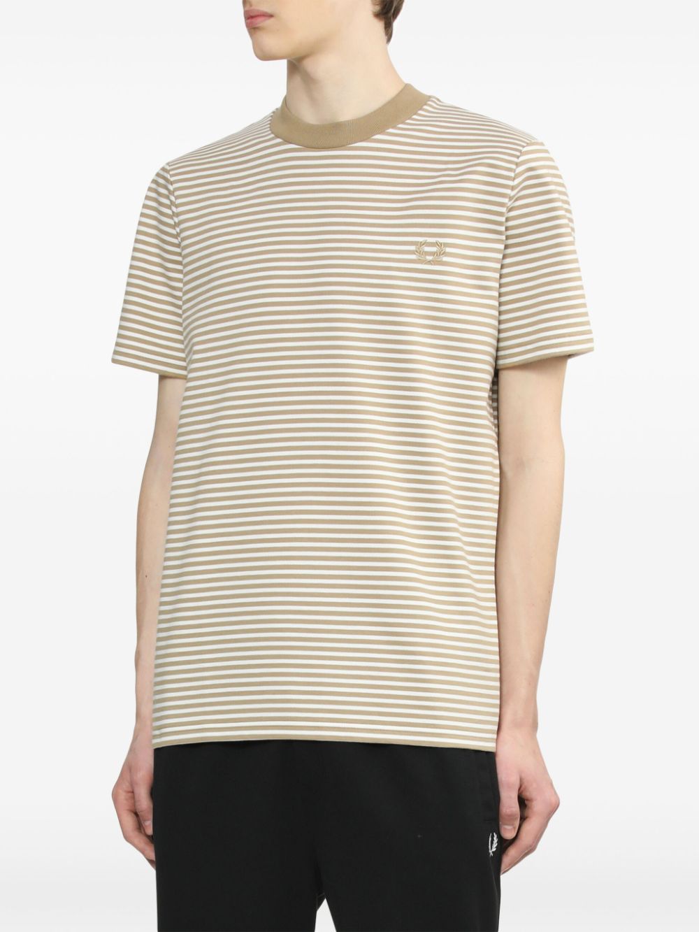 logo-embroidered striped cotton T-shirt