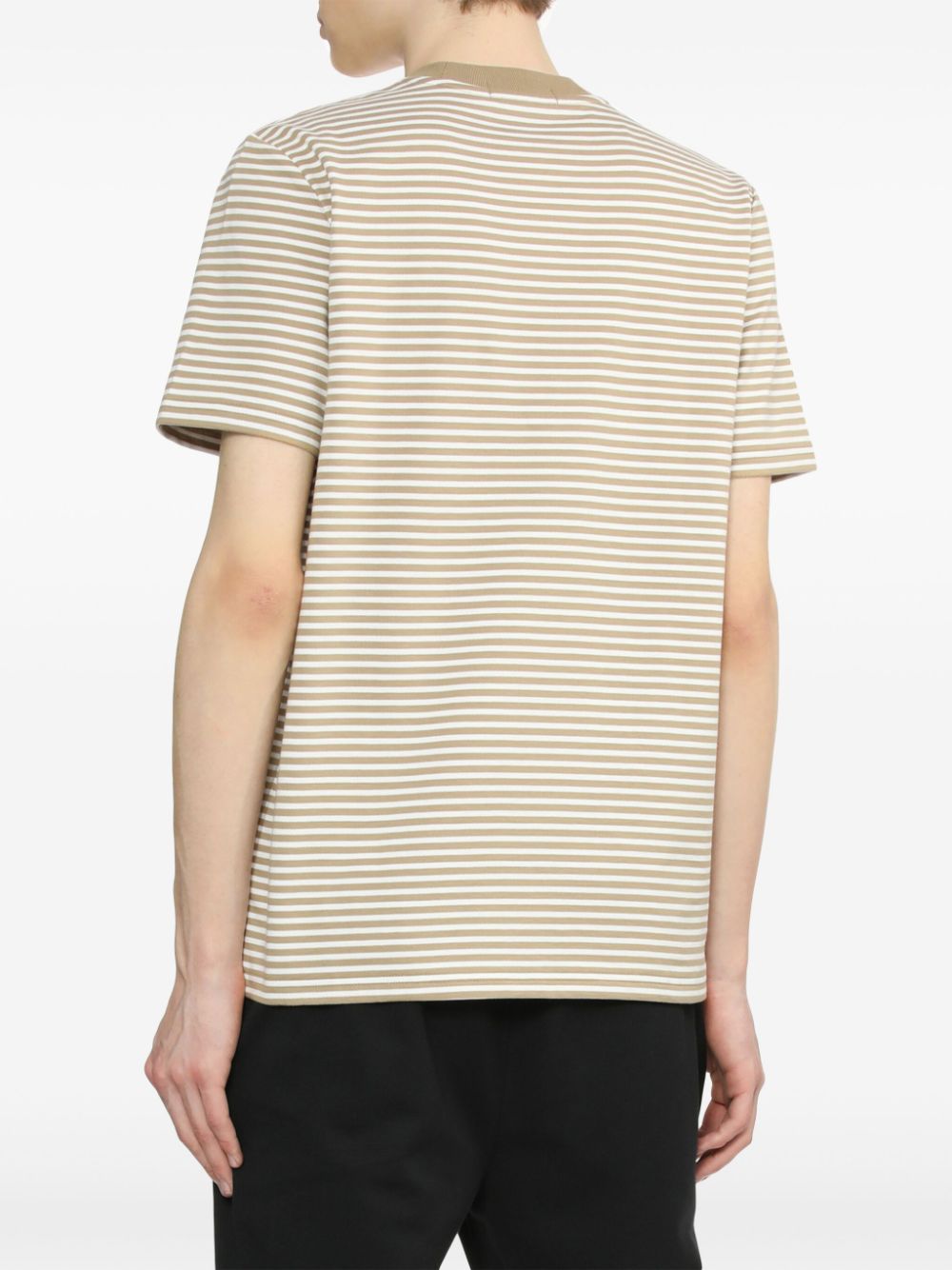 logo-embroidered striped cotton T-shirt