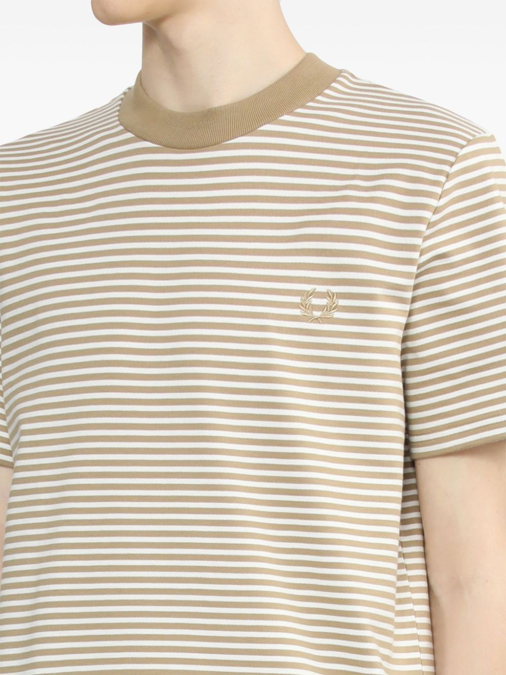 logo-embroidered striped cotton T-shirt