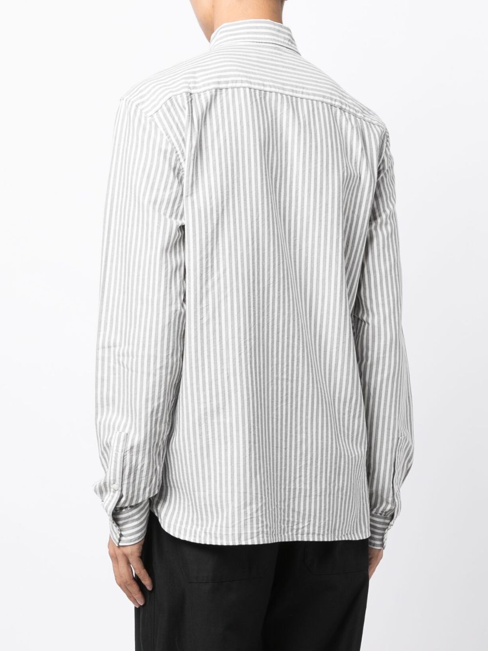 logo-embroidered striped cotton shirt