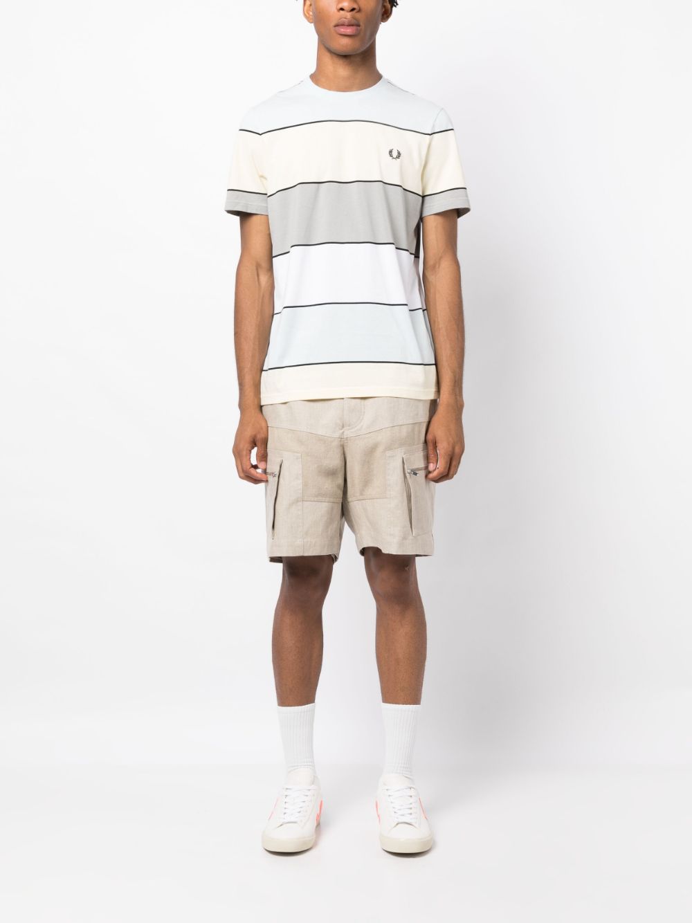logo-embroidered striped T-shirt