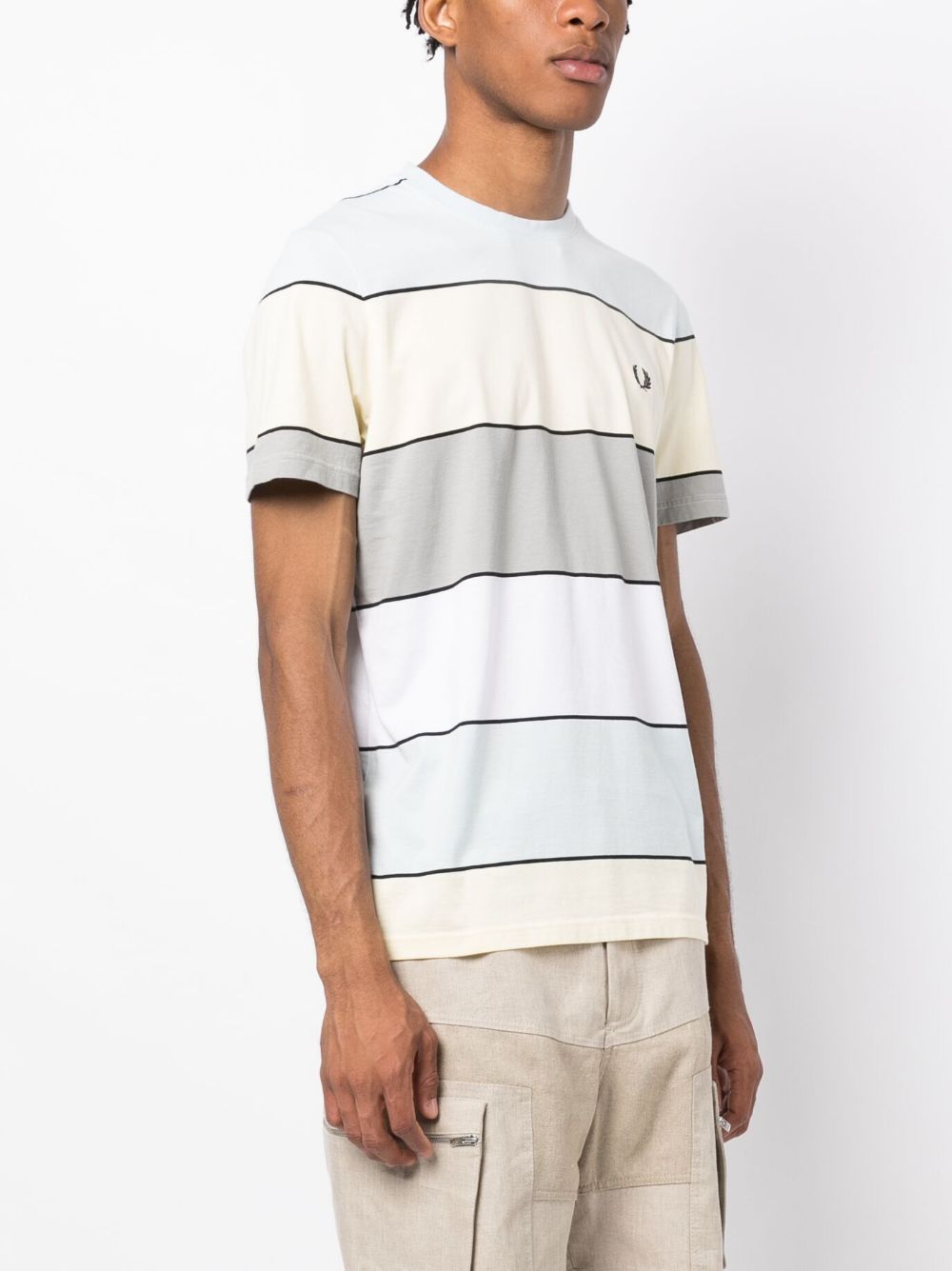 logo-embroidered striped T-shirt