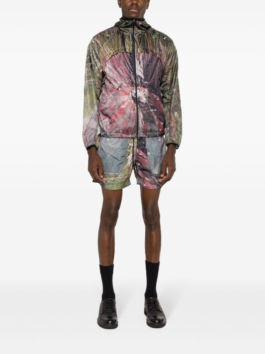 abstract-print hooded jacket
