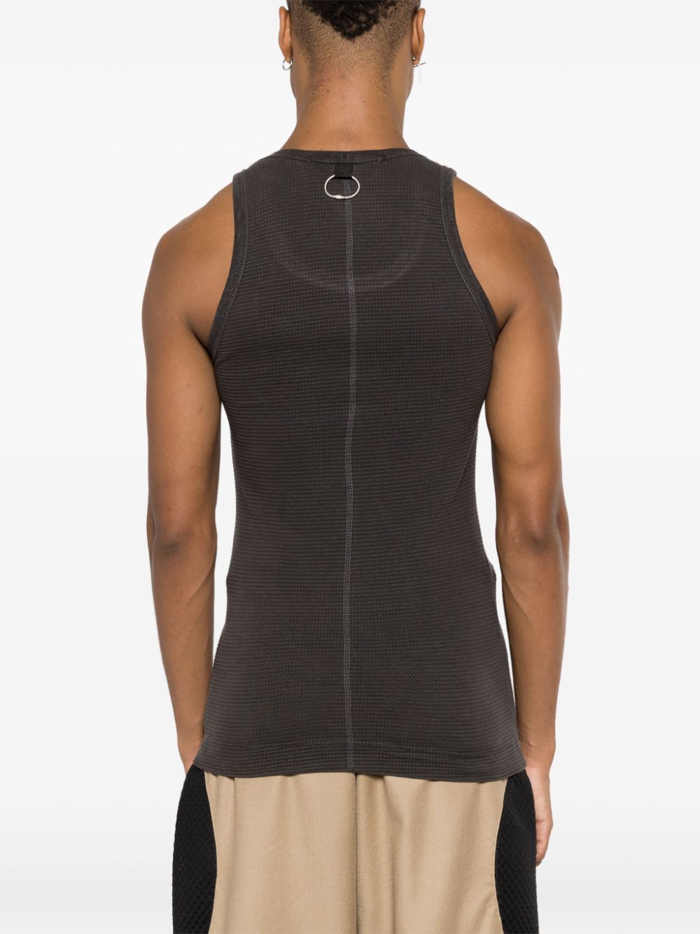 waffle-effect cotton tank top