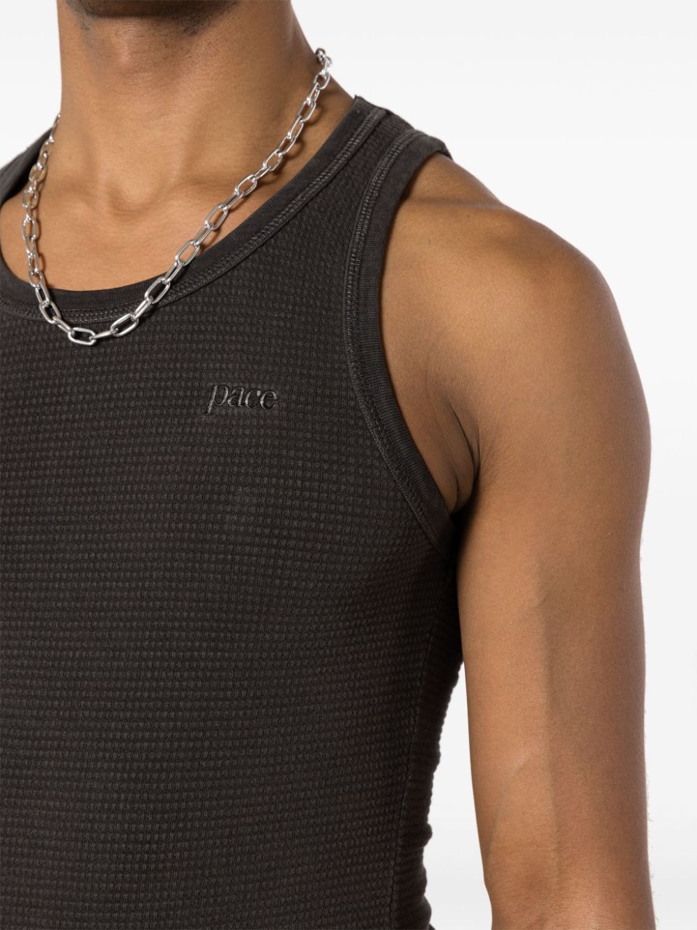 waffle-effect cotton tank top