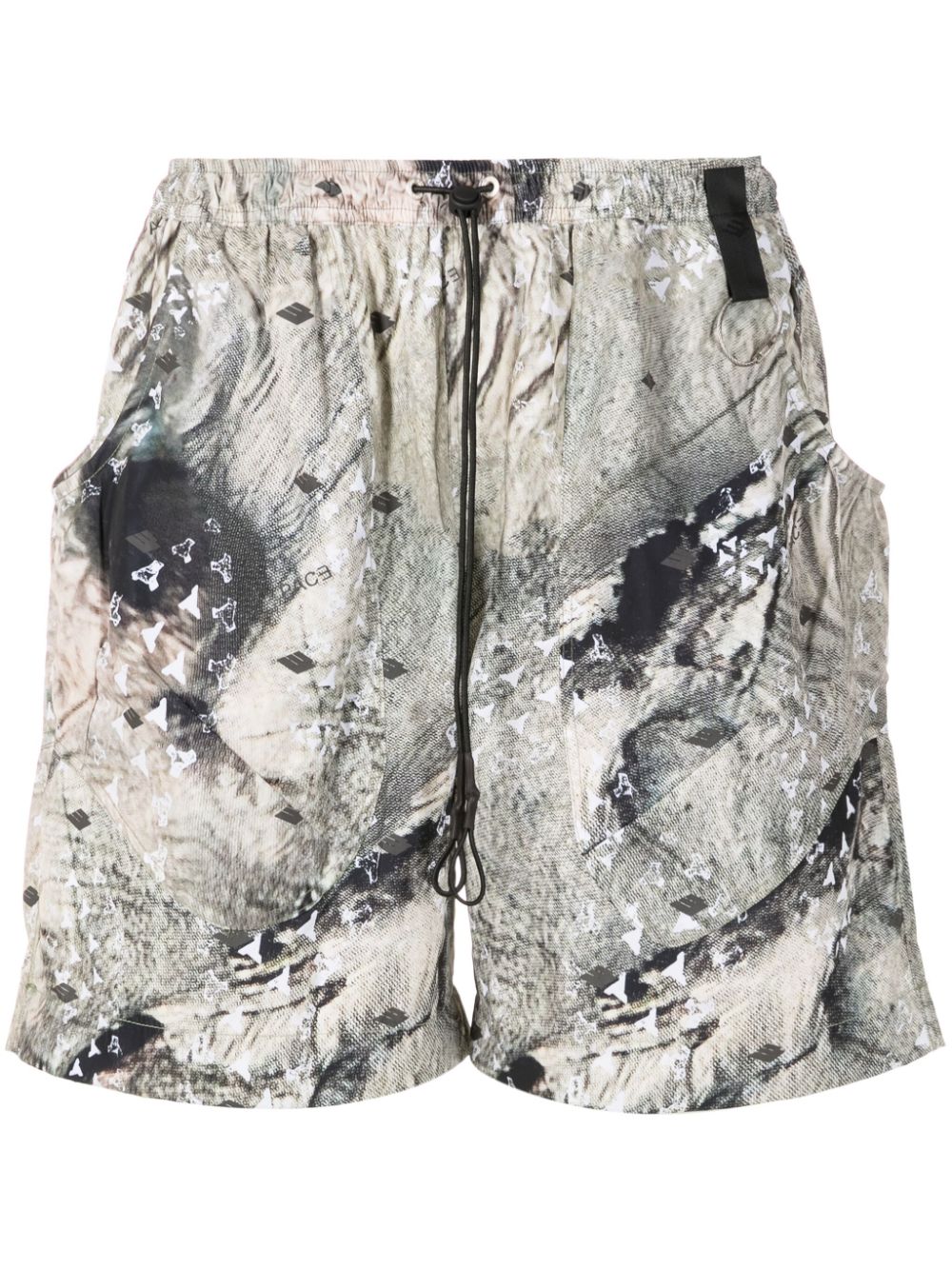 short à cordon de serrage à imprimé abstrait