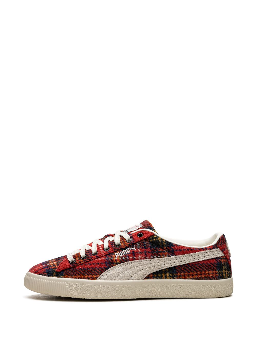 Baskets en daim VTG Harris Tweed « Frosted Ivory/Red »