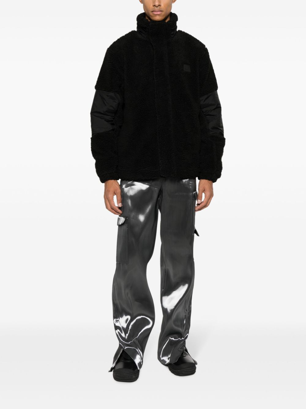 panelled fleece-texture jacket