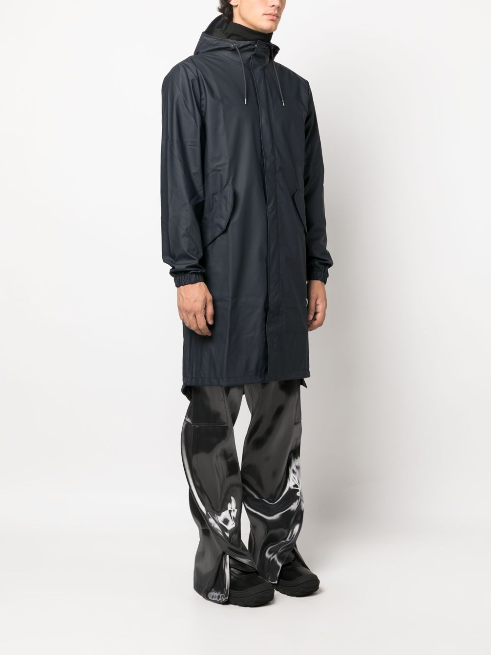zip-up hooded raincoat