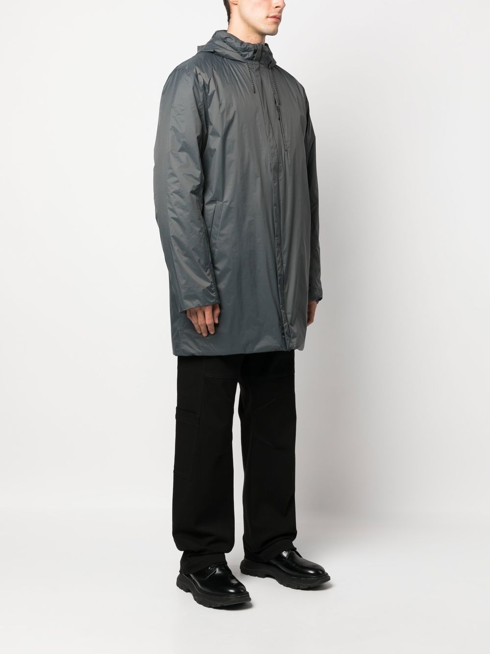 zip-up hooded raincoat
