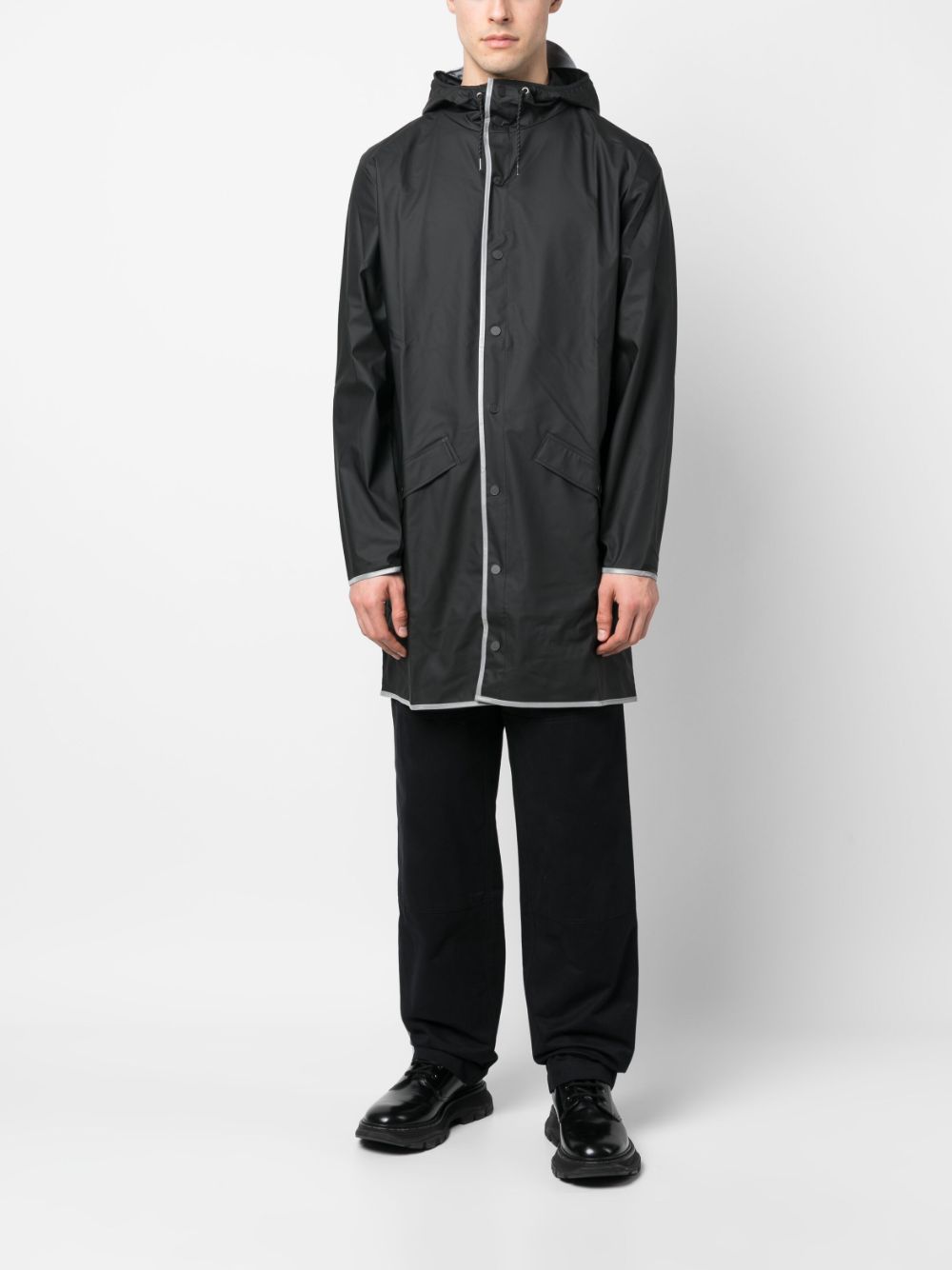 zip-up hooded raincoat