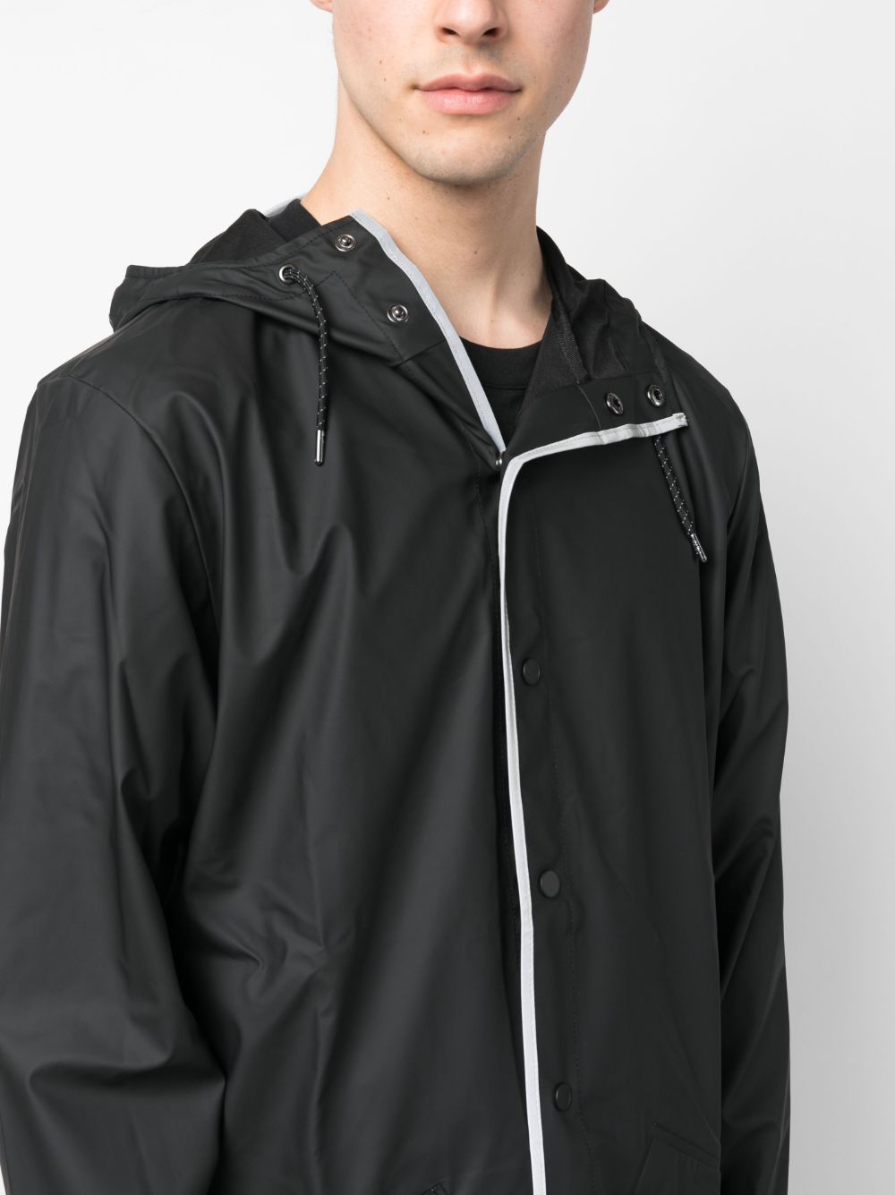 zip-up hooded raincoat