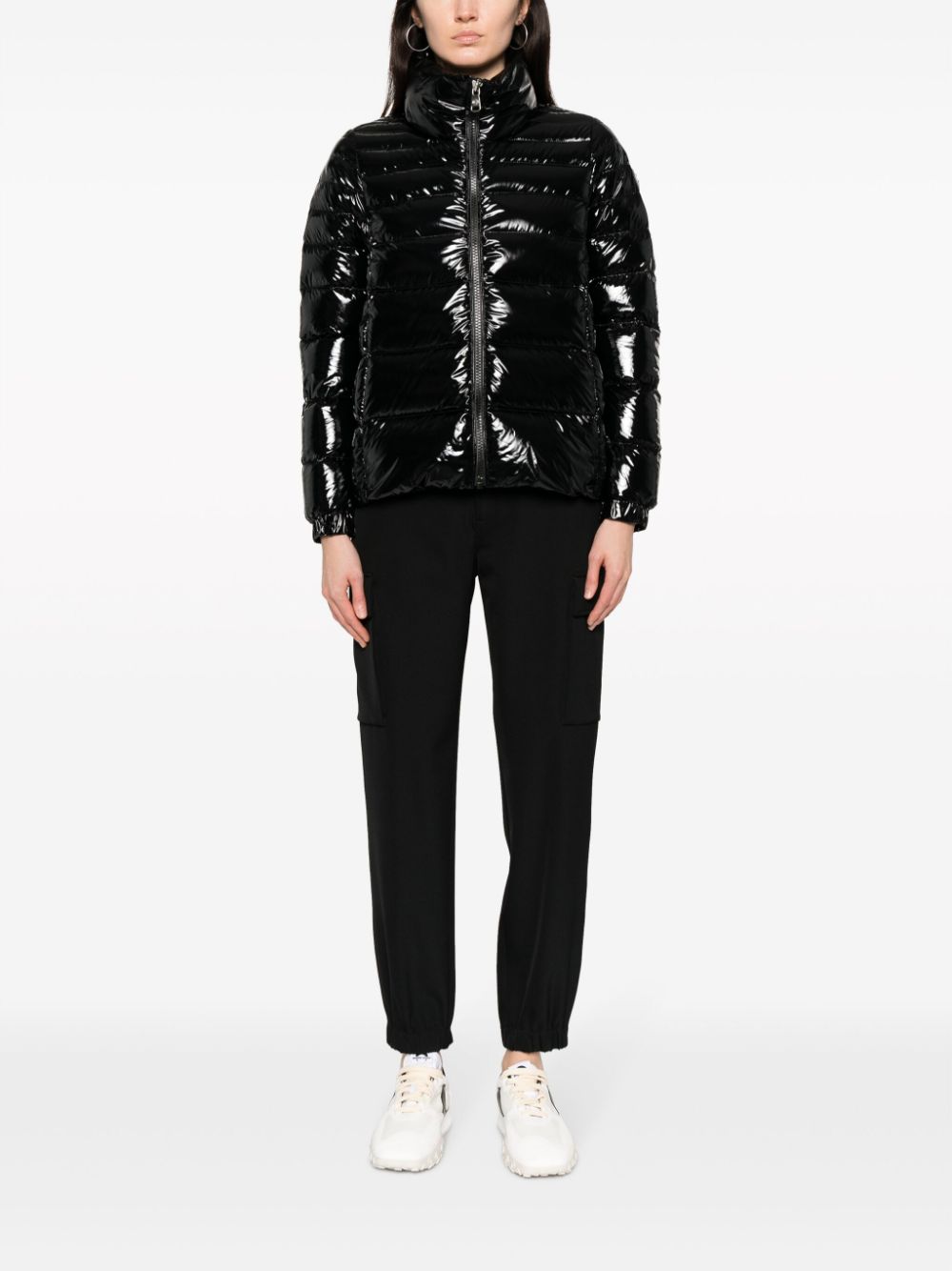 laminated-finish puffer jacket