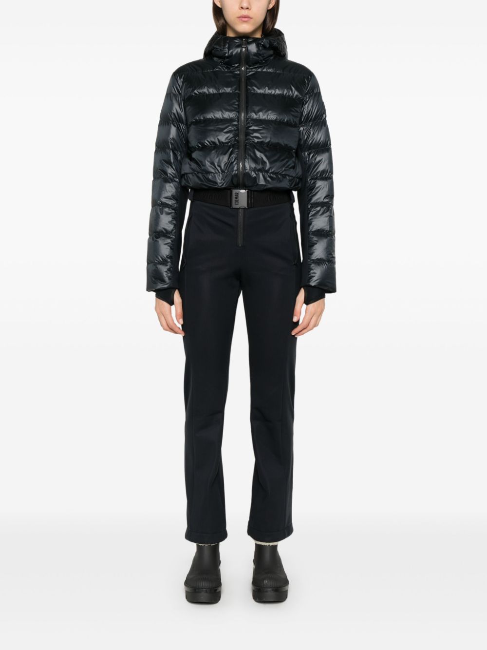 belted ski suit