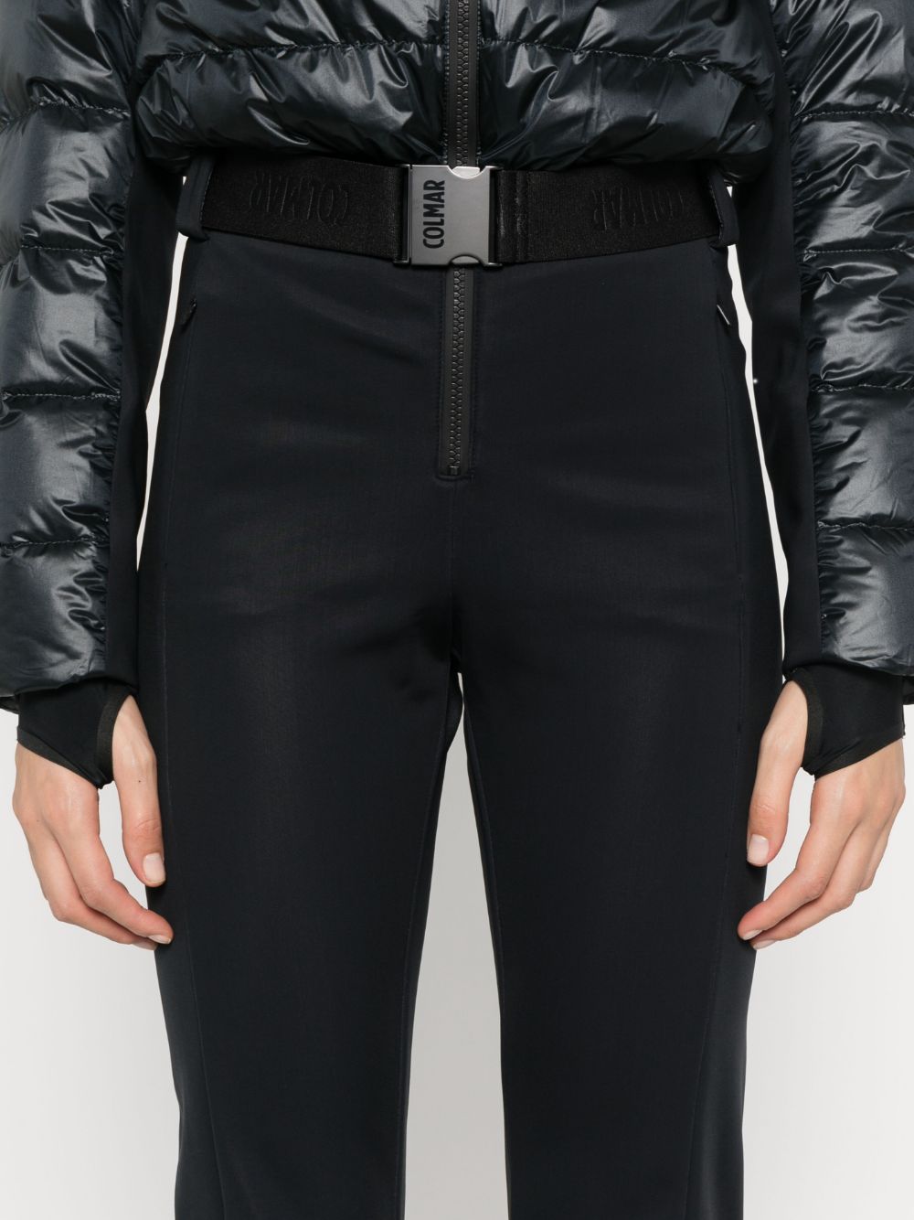 belted ski suit