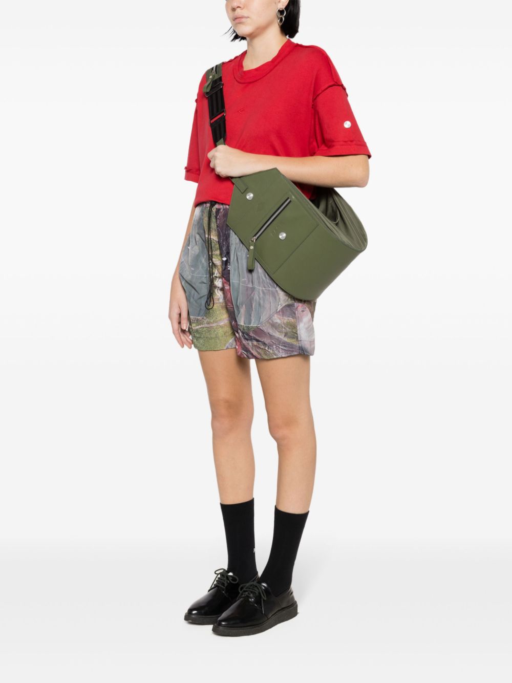 abstract-print drawstring short