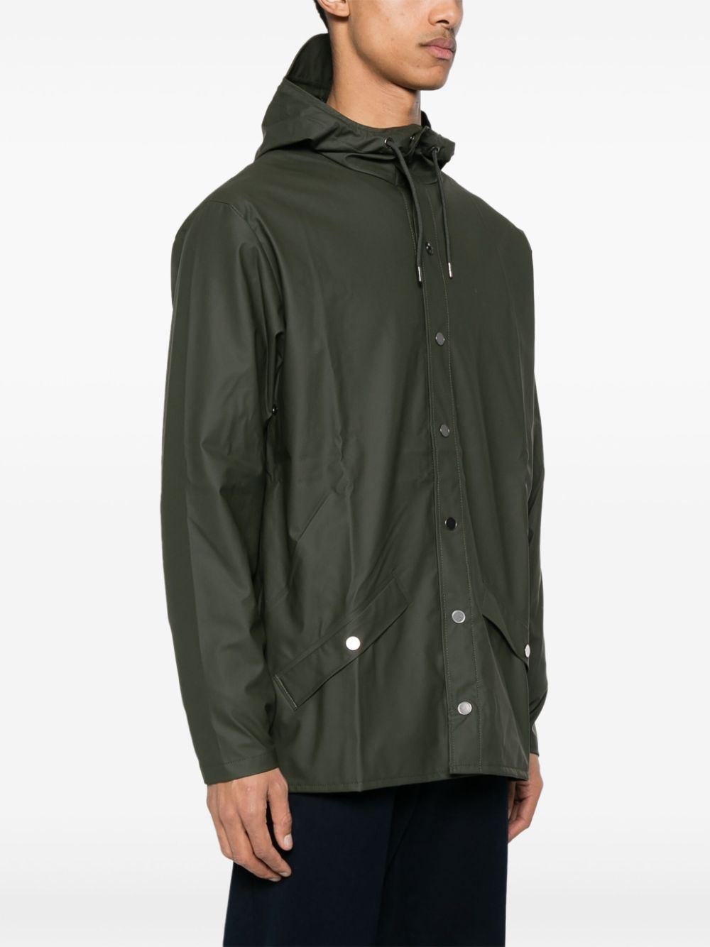 veste de pluie boutonnée avec capuche et cordon de serrage