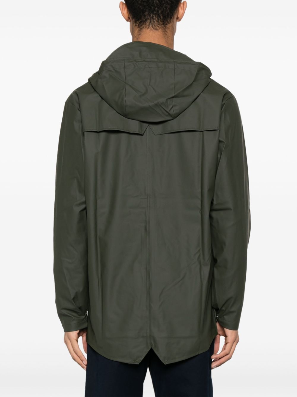 veste de pluie boutonnée avec capuche et cordon de serrage