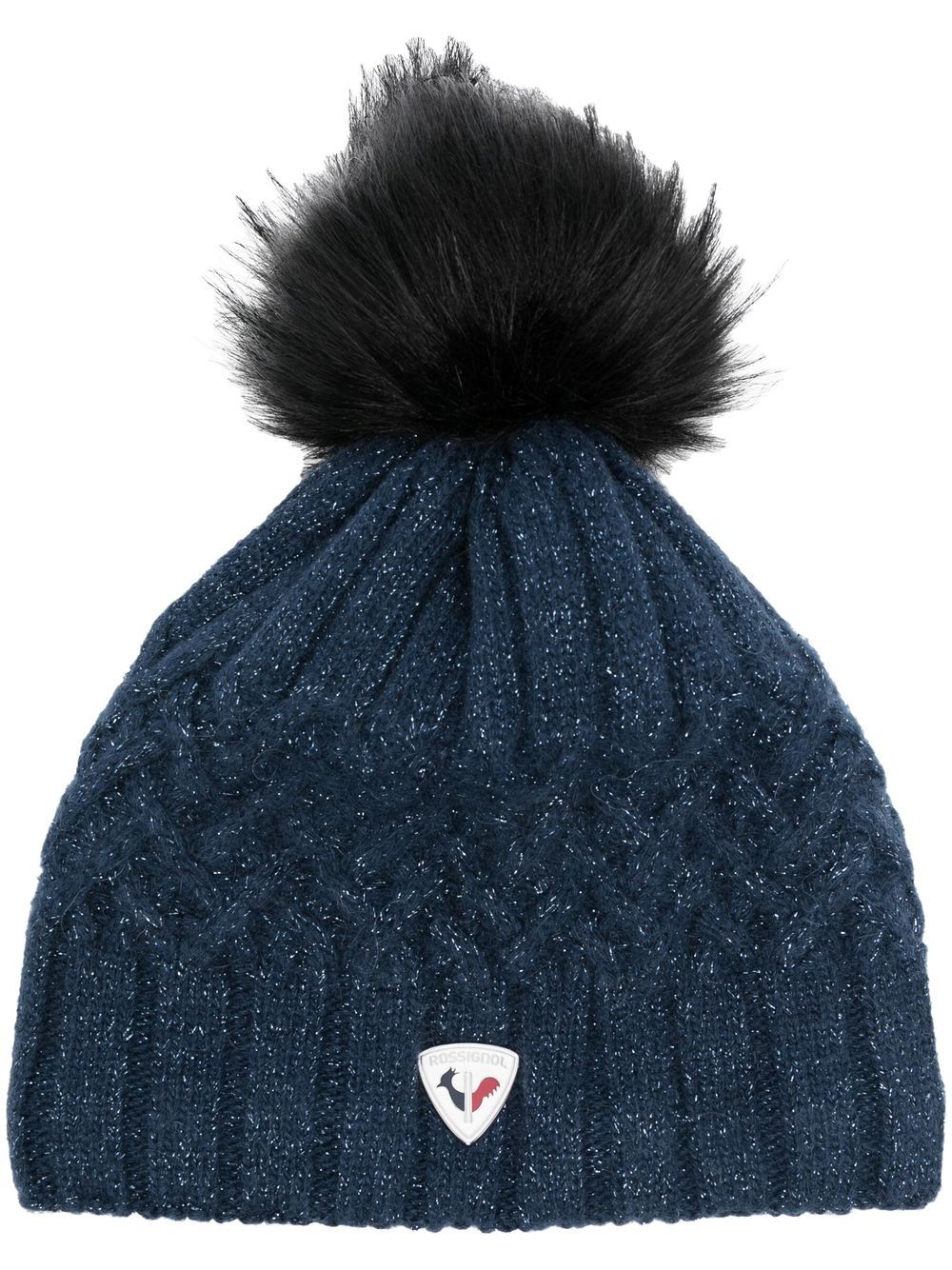 cable-knit pompom beanie