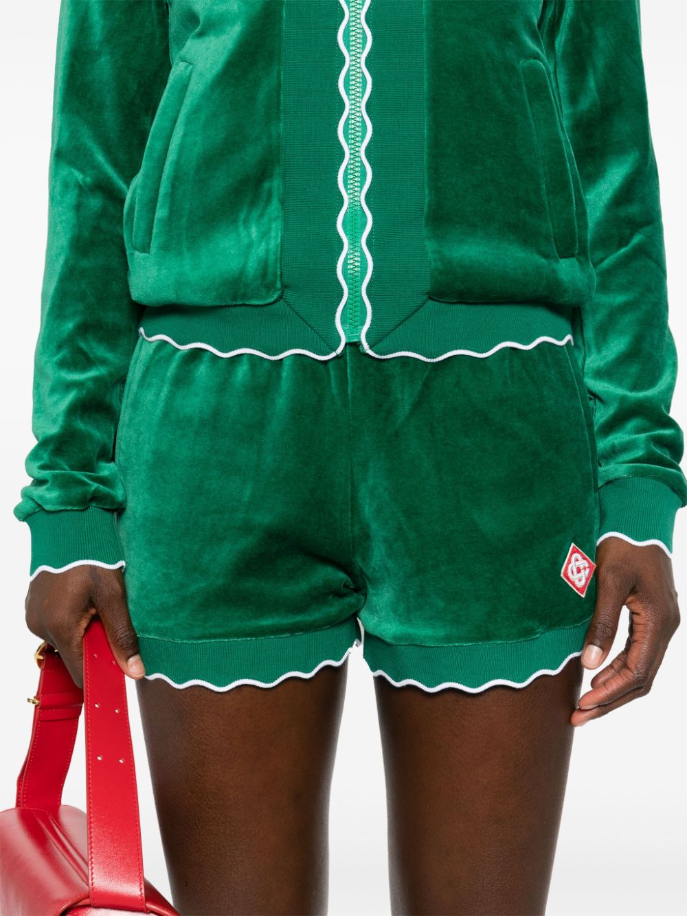 scalloped track shorts