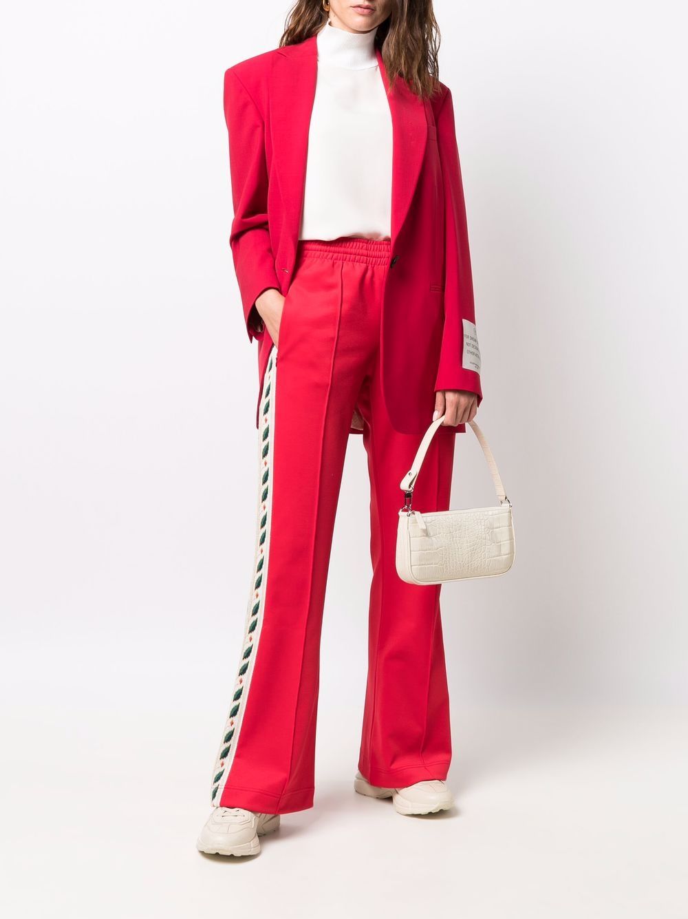 floral-embroidered flared trousers