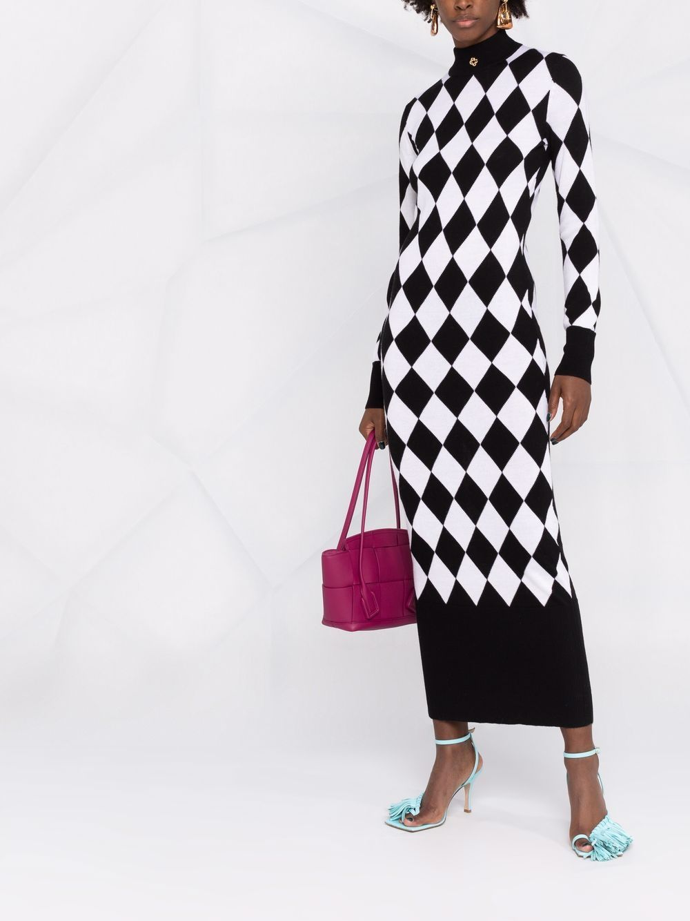 robe en laine à motif arlequin